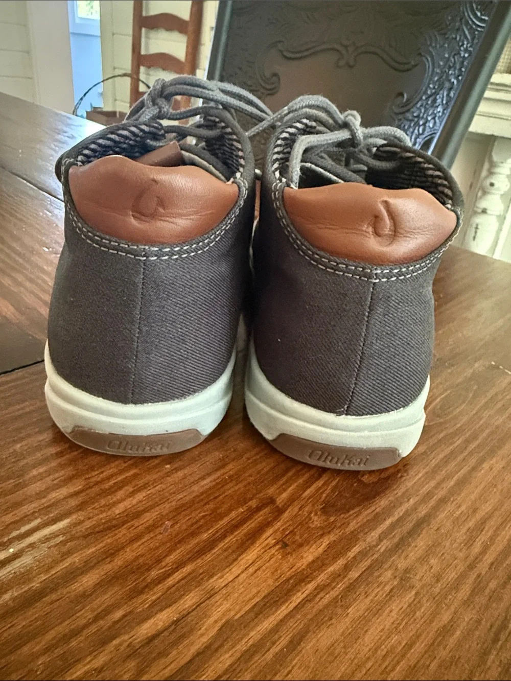 OluKai Gray Canvas Chukka Boots with Gray Sole